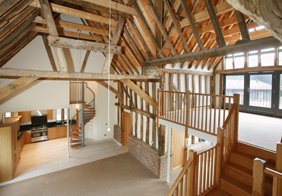 Property photograph of barn interior in Essex, redeveloped into luxury property